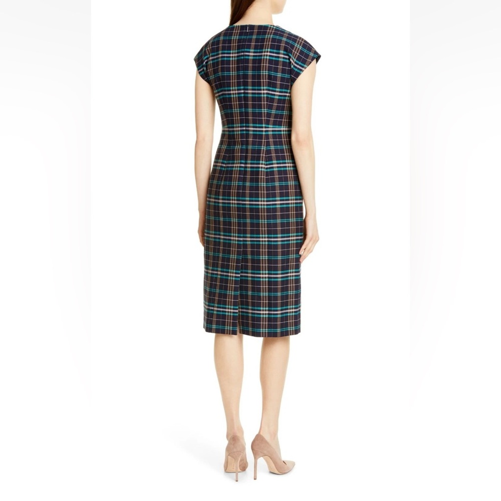 BOSS by Hugo Boss Daela Plaid Stretch Cotton Sheath Dress Size 14 - Picture 2 of 13